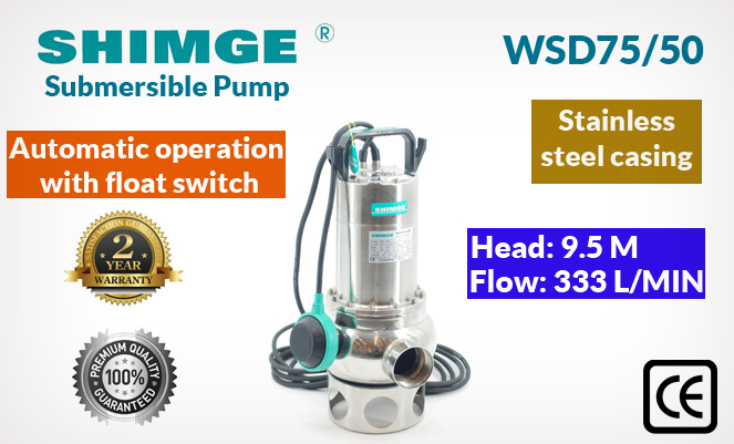 Bomba Sumergible Agua Sucia Acero Inox. 1,0HP WSD75/50 – Maqmajor